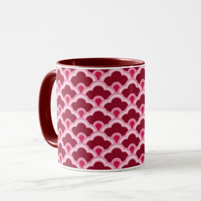 Caneca Deco Chinês Escalços, Vinho Borgonha e Rosa (Frente Esquerda)