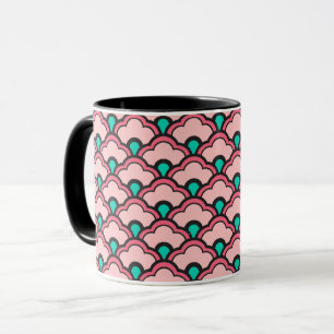 Caneca Deco Chinês Espalhaços, Coral Rosa e Turquesa
