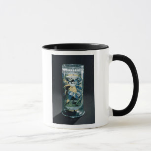 Caneca Decoração esmaltada de um caçador e de uma mulh