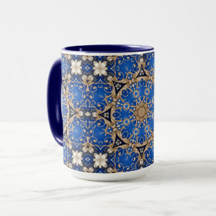 Caneca Decorativa Azul Dourada