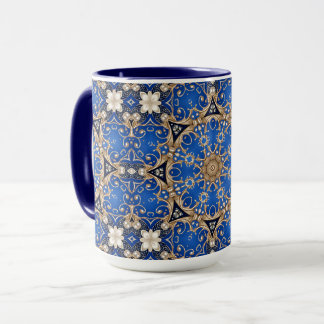Caneca Decorativa Azul Dourada