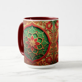 Caneca Decorativa de Feriado Vermelho Verde