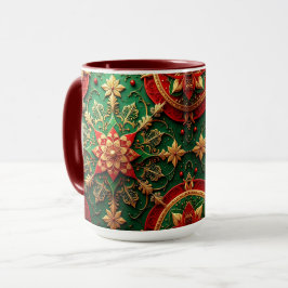 Caneca Decorativa de Férias Vermelho Verde