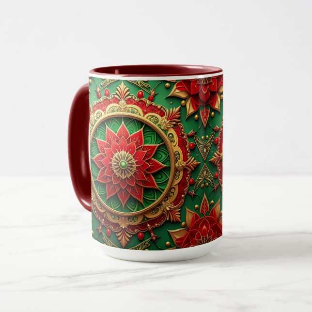 Caneca Decorativa de Férias Vermelho Verde (Frente Esquerda)
