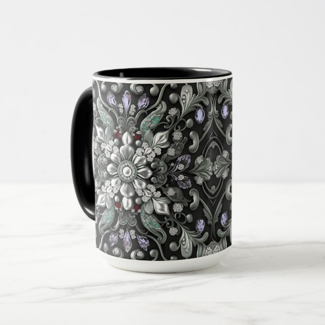 Caneca Decorativa Prata Roxa (Frente Esquerda)