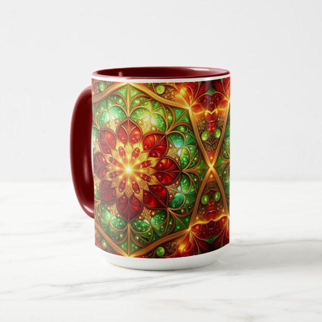 Caneca Decorative Red Green Holiday Mug (Frente Esquerda)