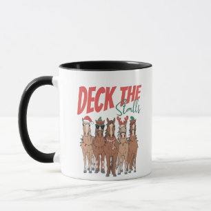 Caneca Decore as Baias Piadas de Natal Amantes de Cavalos