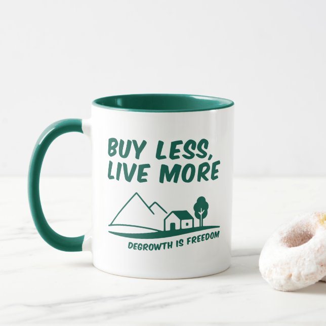 Caneca Decrescimento É Liberdade: Compre Menos, Viva Mais (Com Donut)