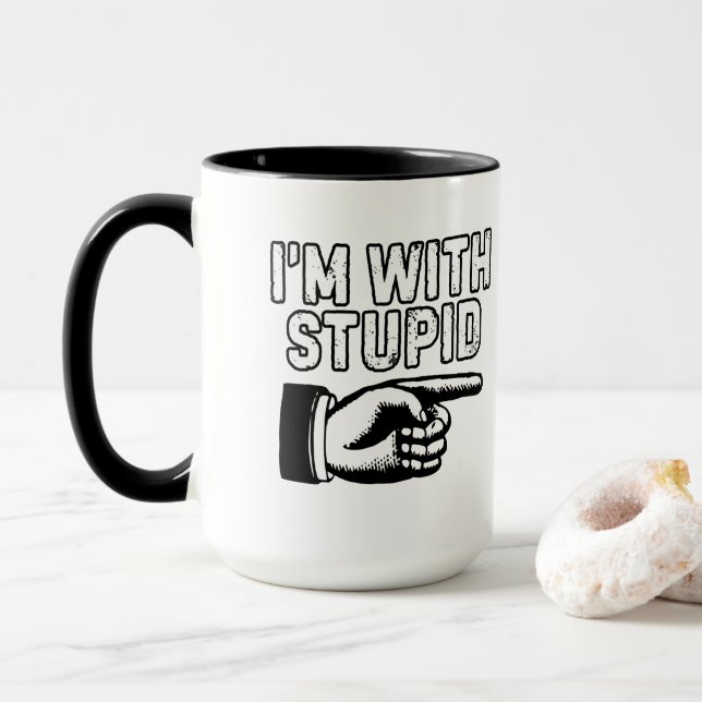 Caneca Dedo indicador sou com estúpido (Com Donut)