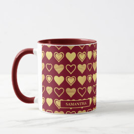 Caneca Deep Burgundy Luxury Hearts Valentine’s Gift