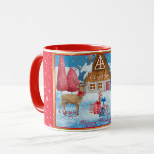 Caneca Deer and Gifts on Holiday Night Personalizar