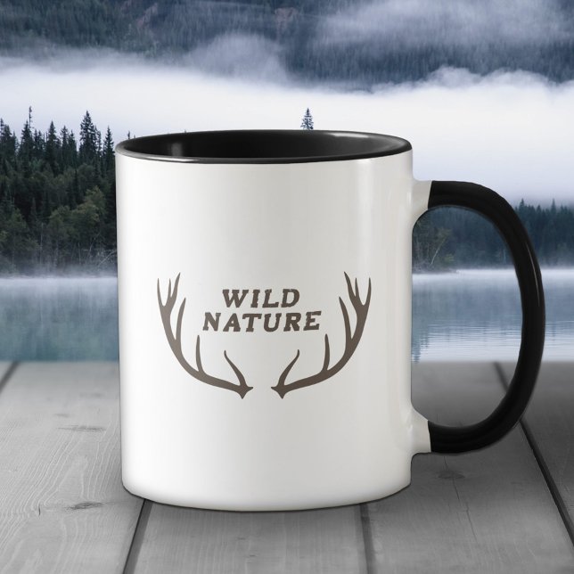 Caneca Deer Antlers e Natureza Selvagem (Deer Antlers & Wild Nature Mug)