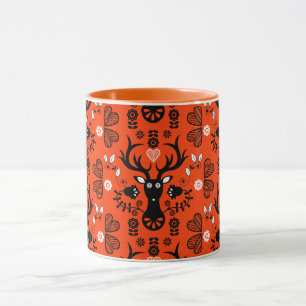 Caneca Deer de Arte Folclórica Moderna