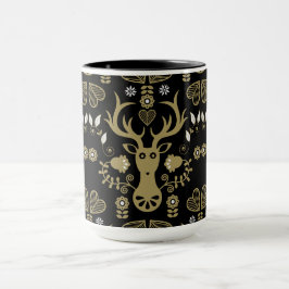 Caneca Deer de Arte Folclórica Moderna