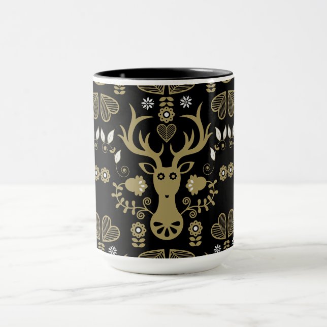 Caneca Deer de Arte Folclórica Moderna (Centro)
