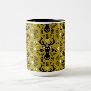 Caneca Deer de Arte Folclórica Moderna