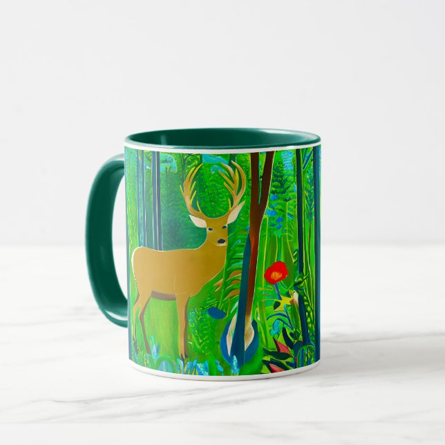 Caneca Deer in a Fantasy Forest Setting (Frente Esquerda)