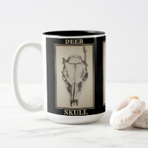 Caneca "Deer Skull", preta e branca