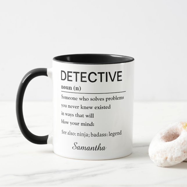 Caneca Definição de Detetive Engraçado (Com Donut)
