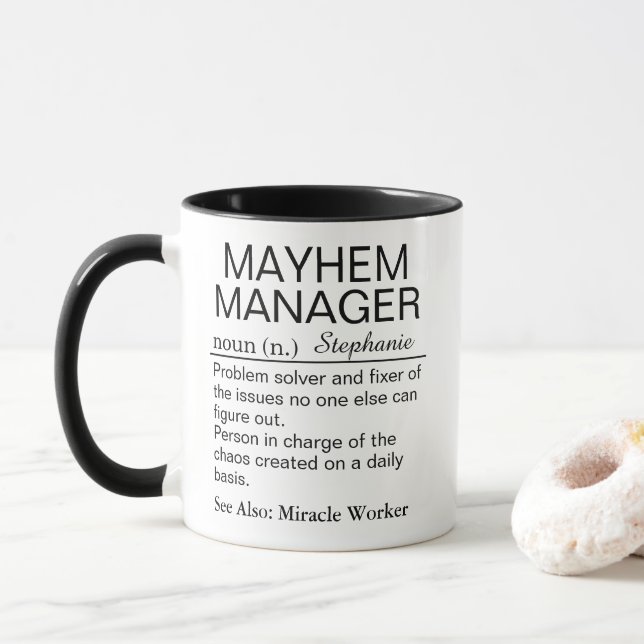 Caneca Definição de Gerente de Caos Personalizado (Com Donut)