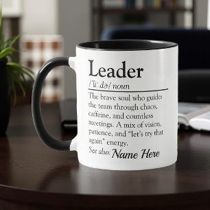 Caneca Definição de Líder Divertido Apreciação Personaliz