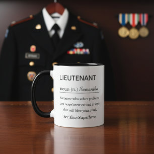 Caneca Definição de Tenente Personalizada Divertida