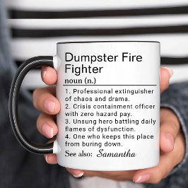 Caneca Definição Divertida de Lutador de Fogo no Lixo