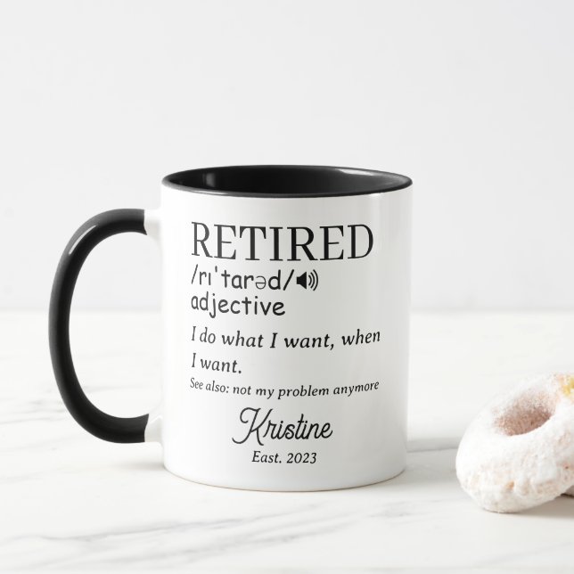 Caneca Definição Engraçada de Aposentado Personalizada (Com Donut)