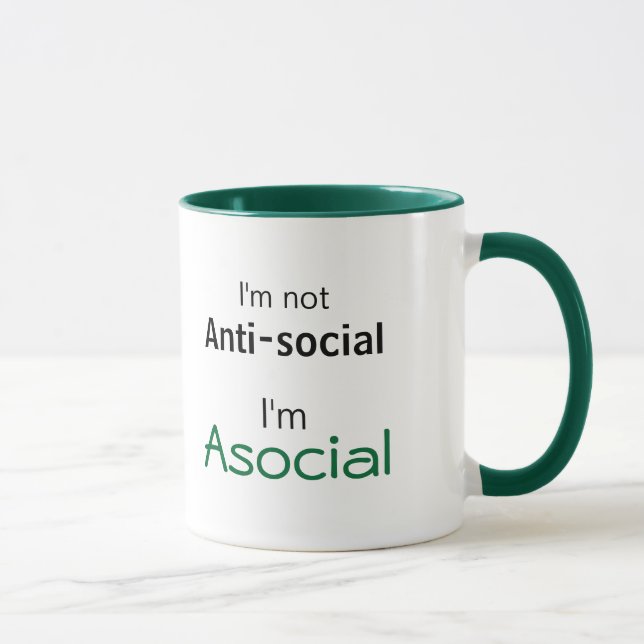 Caneca Definição introdutória: Eu sou Asocial, não Anti-S (Direita)
