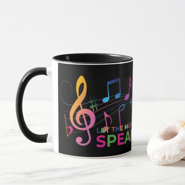Caneca Deixe A Música Falar, Notas Musicais (Com Donut)