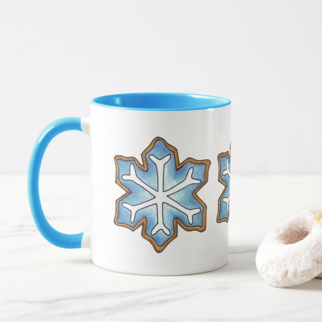Caneca Deixe-a nevar Feriado de Natal Azul Hanukkah Winte (Com Donut)