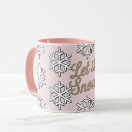 Caneca Deixe-A Neve Cor-De-Rosa Combo Branco