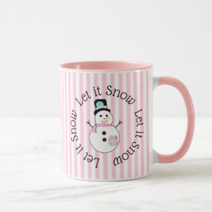 Caneca Deixe-A Neve Rosa Snowman Café Mug