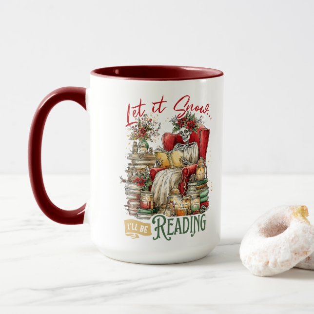 Caneca Deixe Nevar Estarei Lendo  (Com Donut)