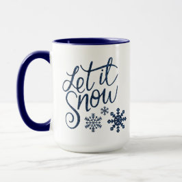 Caneca Deixe-o nevar azul e branco café e cacau