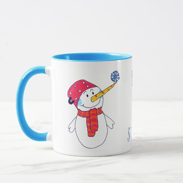 Caneca Deixe-o nevar Snowman e Snowflake Cute Kids (Esquerda)