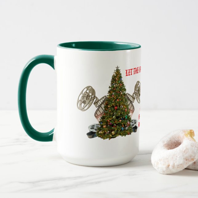 Caneca Deixe o rolo dos carretéis do Natal (Com Donut)