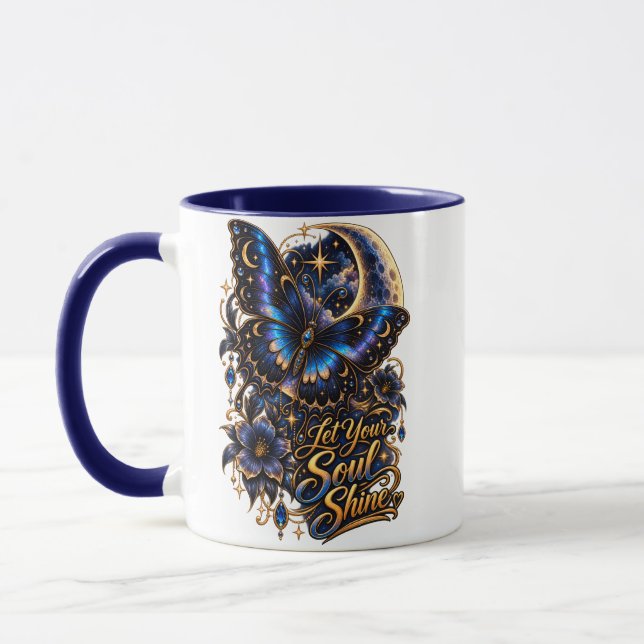 Caneca Deixe Sua Alma Brilhar Borboleta Celestial de Dois (Esquerda)