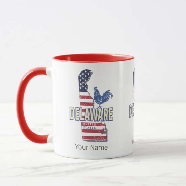 Caneca Delaware EUA Retro State Map Vintage EUA (Esquerda)