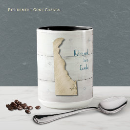 Caneca Delaware State Outline Rustic Wood Mug