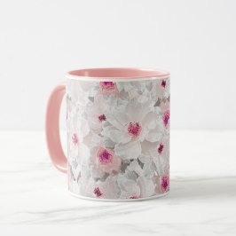 Caneca Delicar floral branco e rosa