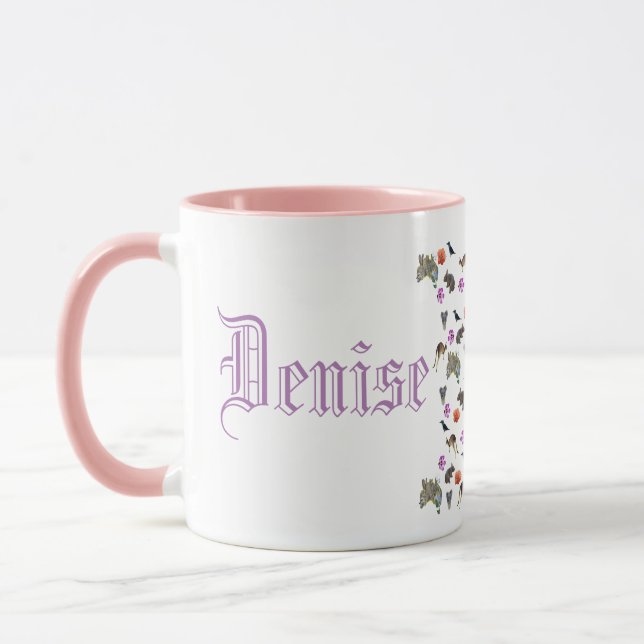 Caneca Denise, Nomeie Logotipo Com Vida Selvagem Australi (Esquerda)