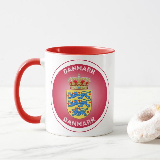 Caneca Denmark Coat of Arms Circle Shape  (Com Donut)