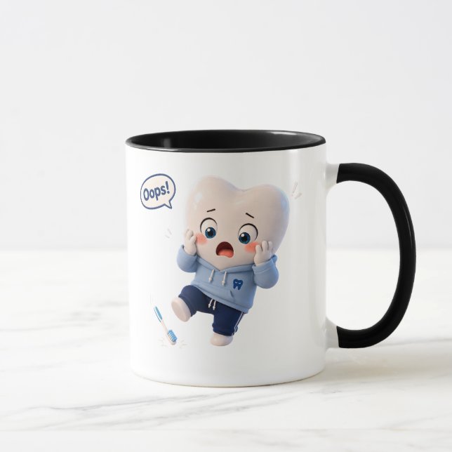 Caneca Dental Divertida com Personagem de Dente Fo (Direita)