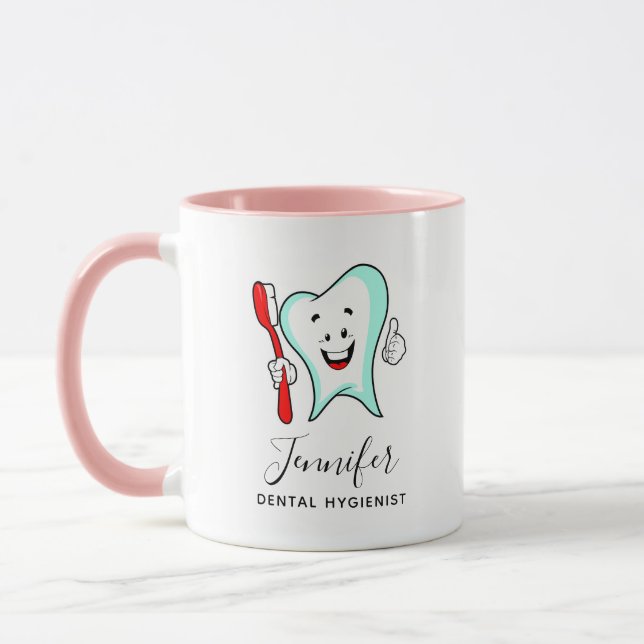 Caneca Dente feliz com cuidado dentário com escova de den (Esquerda)