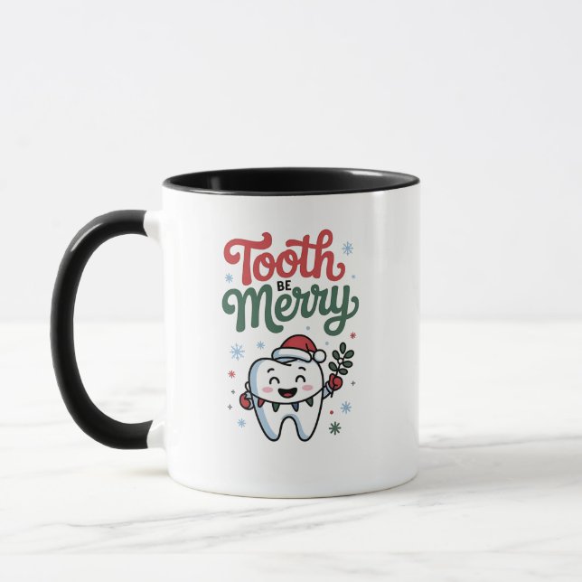 Caneca Dente Seja Alegre Dentista Natal Xmas  (Esquerda)