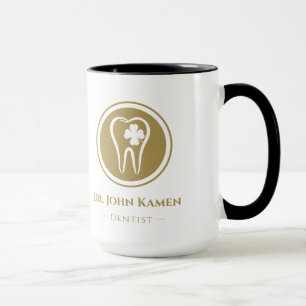 Caneca Dentista Dourado   Dentes Sortudos