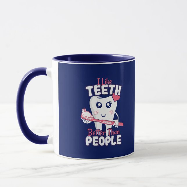 Caneca Dentista Engraçado - Como dentes melhores que Pess (Esquerda)