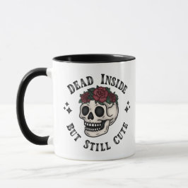 Caneca Dentro morto, Mas Gótico Floral Crânio Ainda Bonit