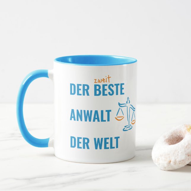 Caneca Der zweitbeste Anwalt der Welt. Lustiges Geschenk. (Com Donut)